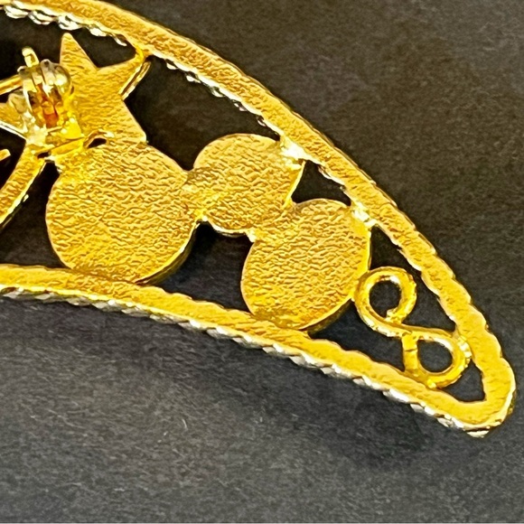 Celestial Crescent Moon Brooch Gold Tone Hearts Stars Whimsigoth Moody Charmed - Picture 14 of 16